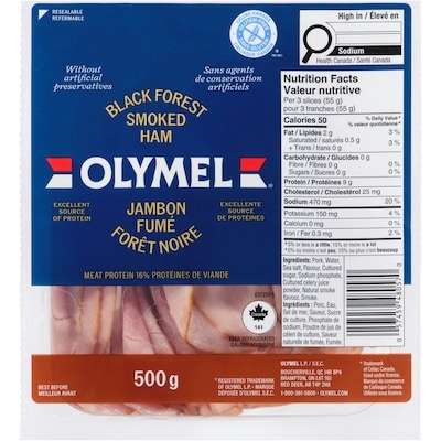 Olymel Shaved Black Forest Ham 500 g, $2.60/100g