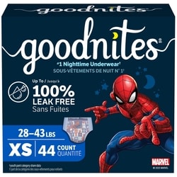 Goodnites Boys' Nighttime Bedwetting Underwear, Size Extra Small (28-43 lbs), 44 Ct 44 ea, $0.73/1ea