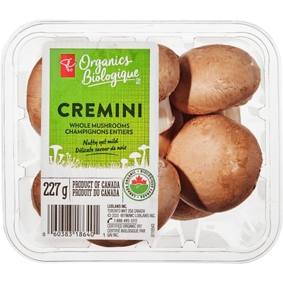 PC Organics Organics Whole Cremini Mushrooms 227 g, $1.54/100g