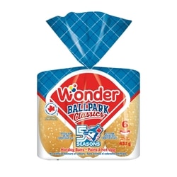 Wonder Ball Park Classic pain Hot Dog 432 g, 0,66 $/100g