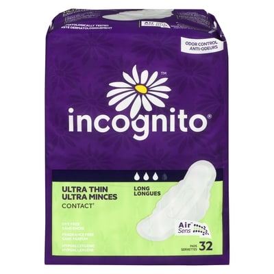Incognito Ultra Thin Long Tab Pads 32 ea, $0.22/1ea