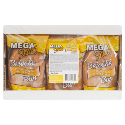 Mega Snacks Bun, Honey Glazed, case 1.28 kg, $1.17/100g