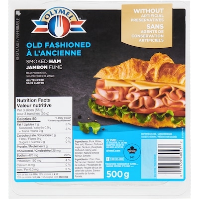 Olymel Old Fashioned Smoked Ham Family Pack 500 g, $2.60/100g