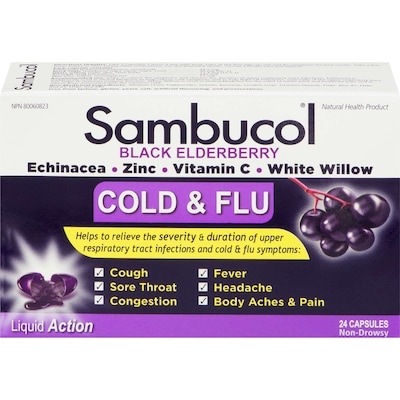 Sambucol Black Elderberry Cold & Flu 24 Capsules 24 ea, $0.69/1ea