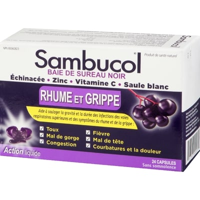 Baie de Sureau Noir Rhume et Grippe 24 Capsules