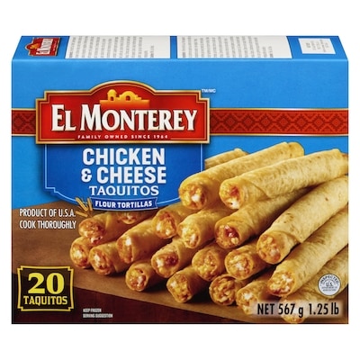 El Monterey Chicken & Cheese Flour Taquitos 595 g, $2.18/100g