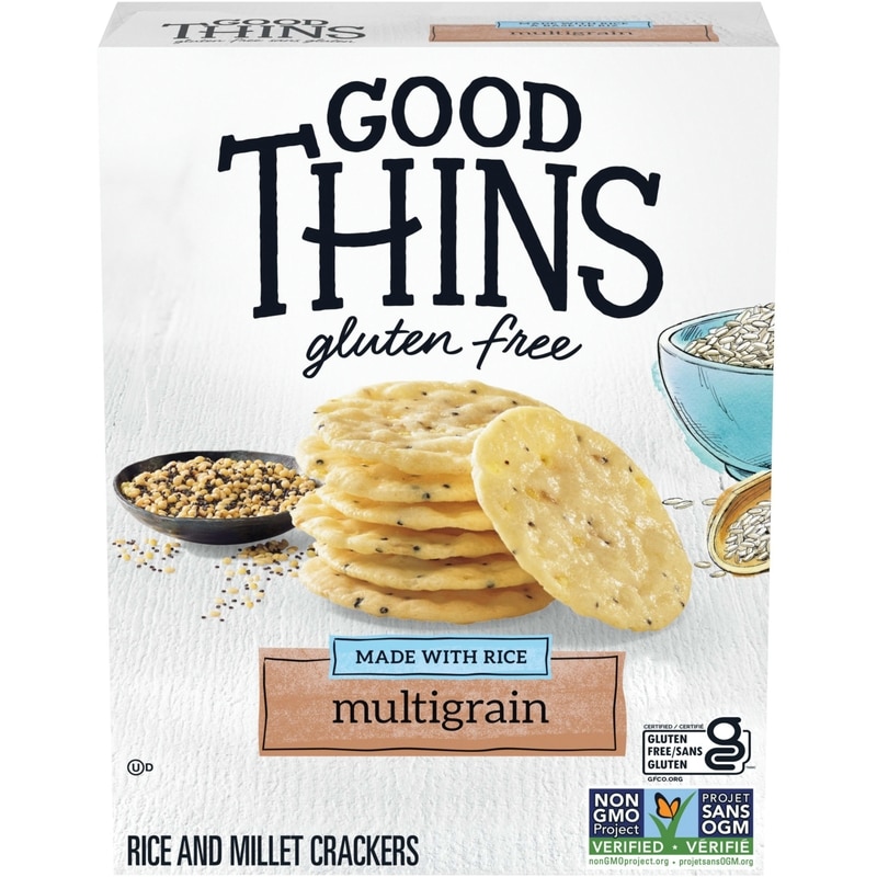 Good Thins, Multigrain, Gluten Free Rice Crackers, light flavorful crunch