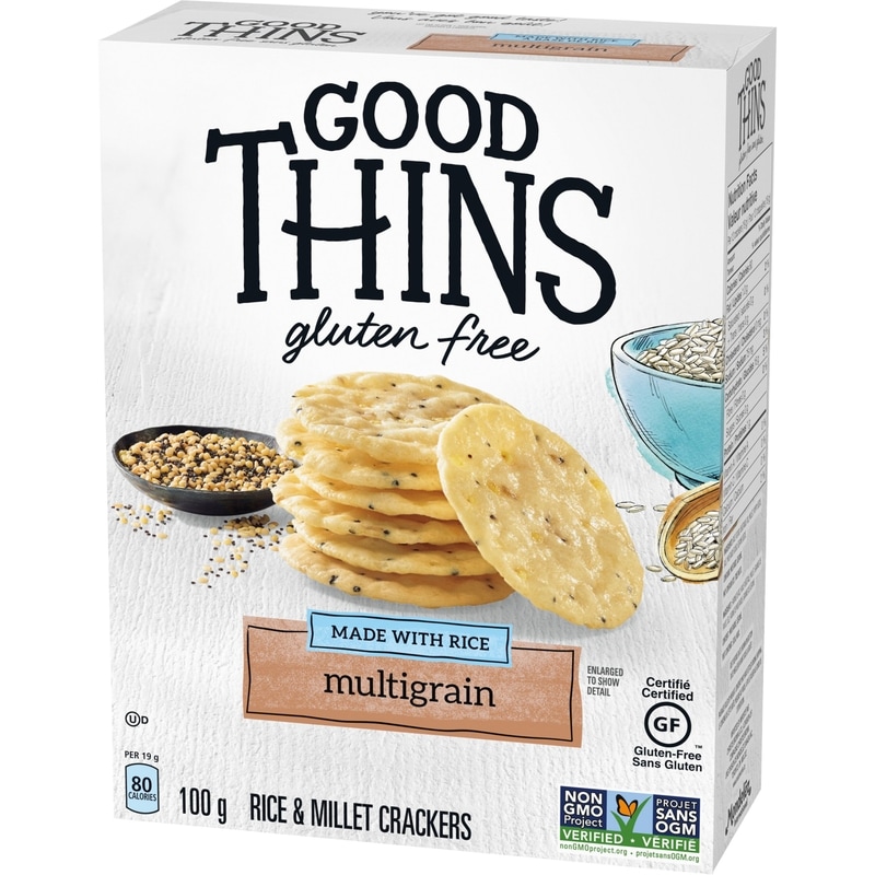 Good Thins, Multigrain, Gluten Free Rice Crackers, light flavorful crunch