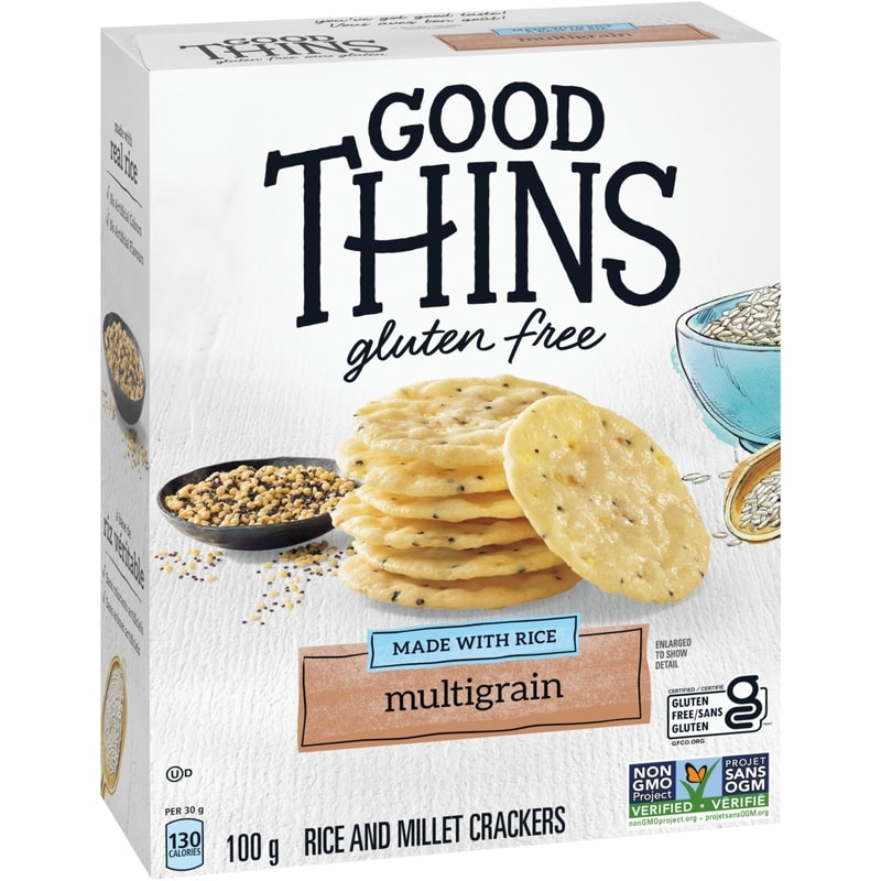 Good Thins, Multigrain, Gluten Free Rice Crackers, light flavorful crunch