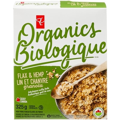 PC Organics Organic Flax & Hemp Granola 325 g, $1.78/100g