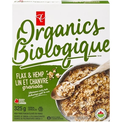 PC Organics Organic Flax and Hemp Granola Cereal 325 g, $1.78/100g