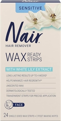 Nair Wax Ready Strips Face Lily Hair Remover 24ct 24 ea, $0.38/1ea