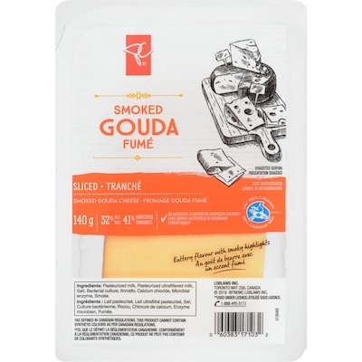 President's Choice Sliced Smoked Gouda Cheese 140 g, $5.71/100g