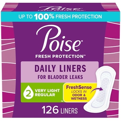 Poise Daily Incontinence Panty Liners, 2 Drop Very Light Absorbency, Regular, 126 Count of Pantiliners 126 ea, $0.17/1ea