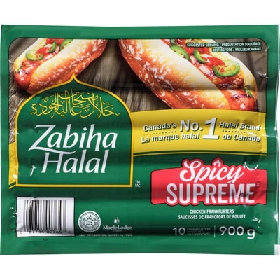 Zabiha Halal Saucisses fumées au poulet suprême épicé 900 g, 0,78 $/100g