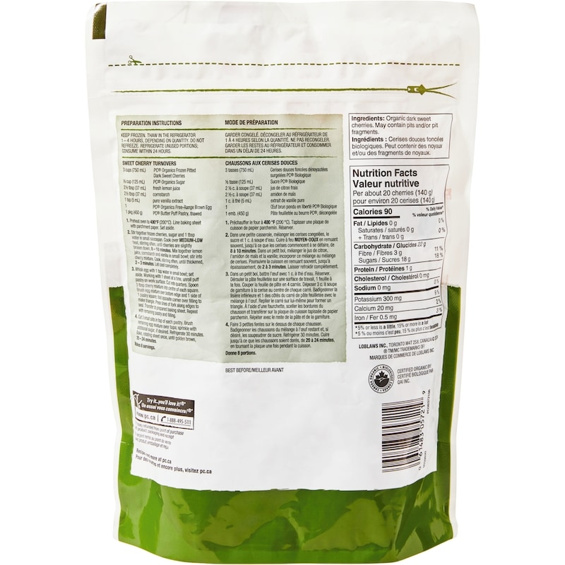 Pitted Dark Sweet Cherries, Organic