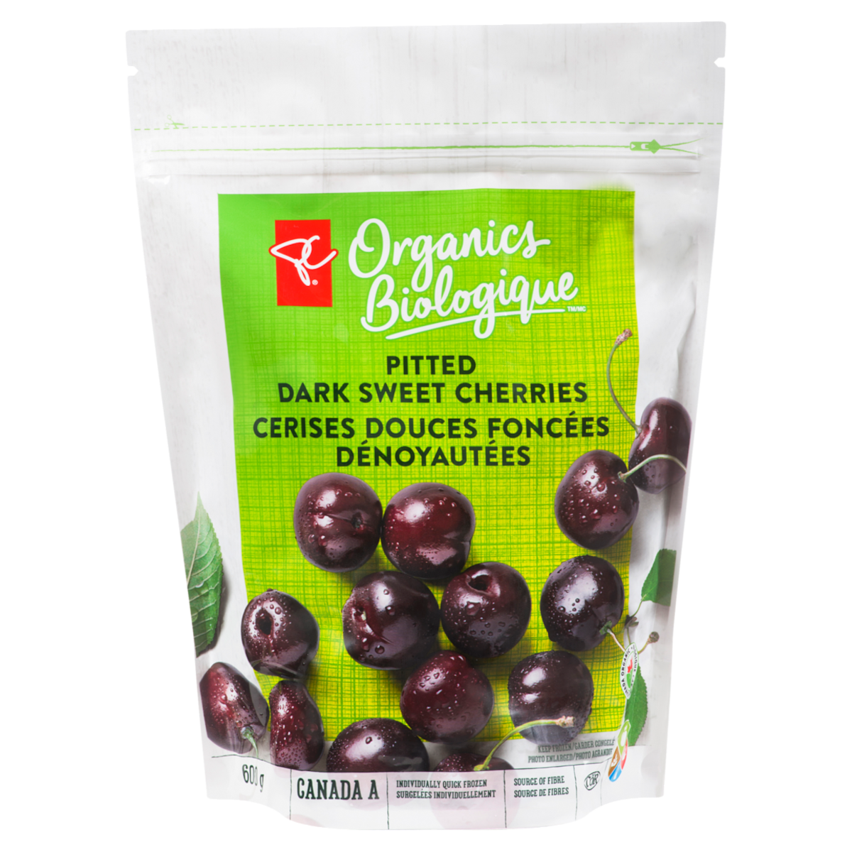 PC Biologique Cerises Douces Foncées Dénoyautées 600 g, 1,42 $/100g