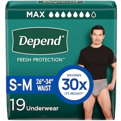 Fresh Protection Adult Incontinence Underwear for Men (Formerly Fit-Flex), Disposable, Maximum, Small/Medium, Grey, 19 Count