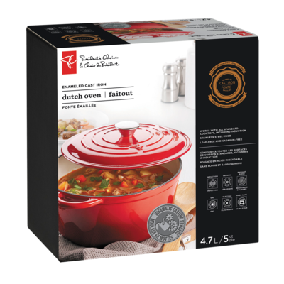 President's Choice Enameled Cast Iron Dutch Oven 5 Quart, Red 1 ea, $75.00/1ea