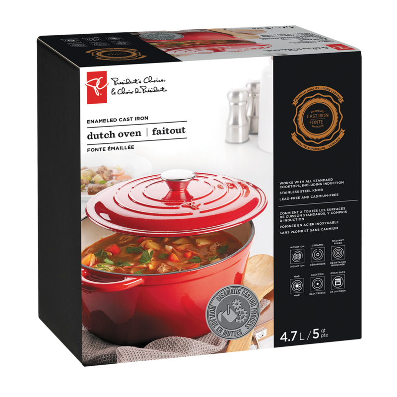 Enameled Cast Iron Dutch Oven 5 Quart, Red