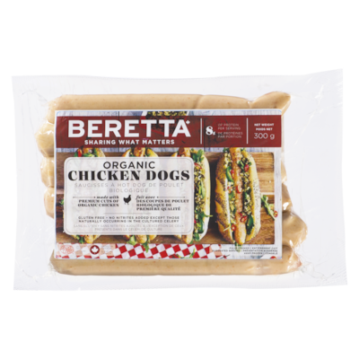 Beretta Saucisses de poulet biologiques 300 g, 5,00 $/100g