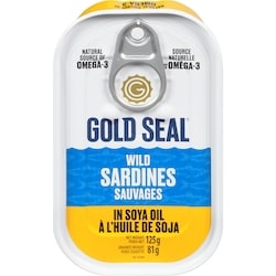 GoldSeal Sardines In Soy Oil    125 g, $0.80/100g