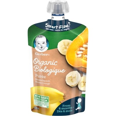 Nestlé Gerber Organic Purée, Banana Squash, Baby Food 128 ml, $1.95/100ml