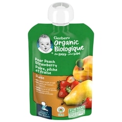 Nestlé Gerber Purée Biologique Poire Pêche Fraise Pour Bébés 128 ml, 1,55 $/100ml