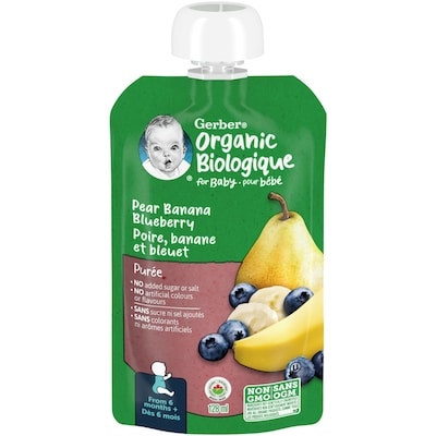 Nestlé Gerber Organic Pure, Pear Banana Blueberry, Baby Food 128 ml, $1.55/100ml