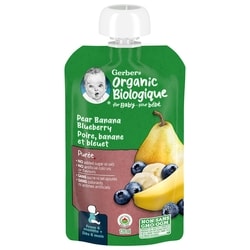 Nestlé Gerber Organic Pure, Pear Banana Blueberry, Baby Food 128 ml, $1.40/100ml