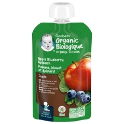Nestlé Gerber Purée Biologique Pomme Bleuet Épinard Pour Bébés 128 ml, 1,55 $/100ml