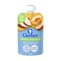 Nestlé Gerber Organic Apple Summer Peach Purée, Baby Food 128 ml, $1.55/100ml