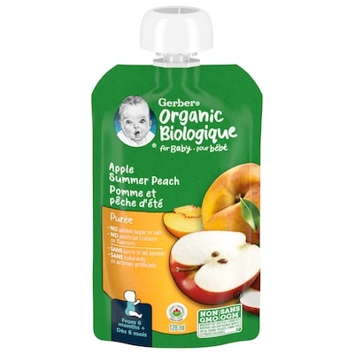 Nestlé Gerber Organic Pure, Apple Summer Peach, Baby Food 128 ml, $1.55/100ml