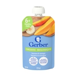 Nestlé Gerber Purée biologique Banane et mangue, pour bébés 128 ml, 1,55 $/100ml