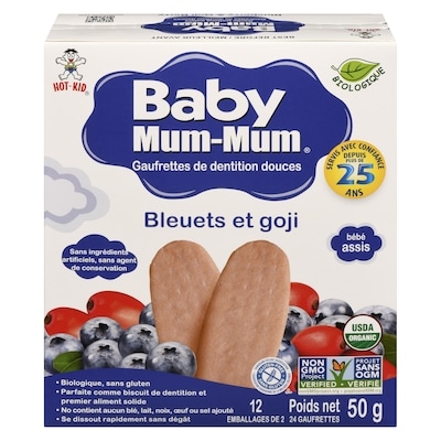 Hot Kid Biscottes pour bébé au riz, bleuets et baies de Goji 50 g, 7,58 $/100g