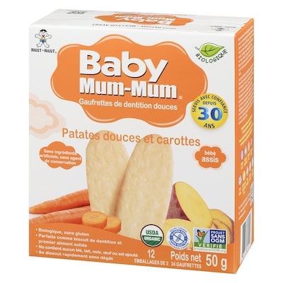 Biscottes pour bébé au riz, patate douce et carotte