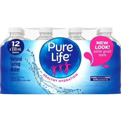 Pure Life Natural Spring Water 12x330.0 ml, $0.10/100ml