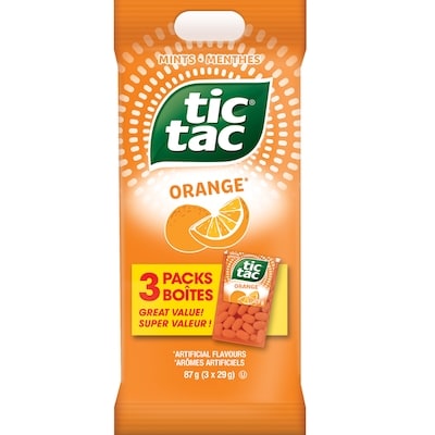 Tic Tac Mints, Orange, 3 Singles Count Candy Mint Sleeve, Mint Candy 87 g, $6.31/100g