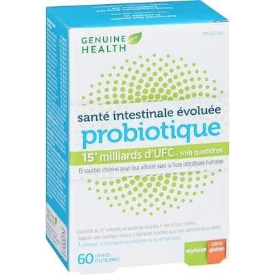 santé intestinale évoluée probiotique, 15 milliards d'UFC, 15 souches multiples, capsules végétaliennes à libération retardée