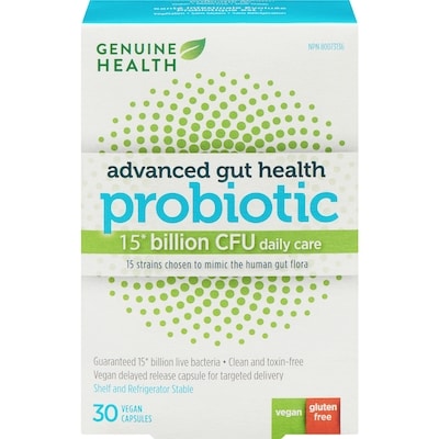 Genuine Health Advanced Gut Health Probiotic 15 Billion Cfu Daily Care 30 ea, $0.93/1ea