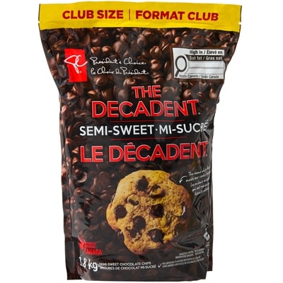 le Choix du Président Brisures de chocolat mi-sucré Le Décadent, format club 1.8 kg, 1,67 $/100g