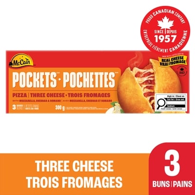McCain Pizza Pochettes aux trois fromages, paquet de 3 300 g, 0,92 $/100g