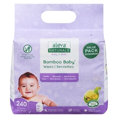 Aleva Naturals Lingettes de bambou pour bébé 240 ea, 0,06 $/1ch