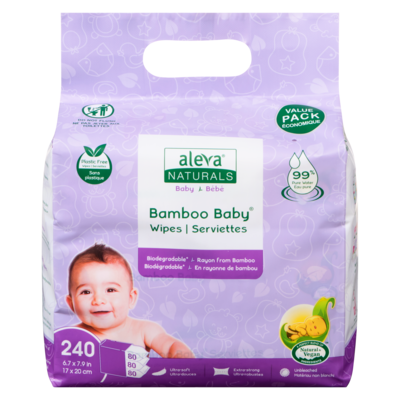 Aleva Naturals Lingettes de bambou pour bébé 240 ea, 0,06 $/1ch