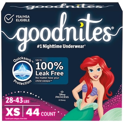 Goodnites Girls Nighttime Bedwetting Underwear, XS (28-43 lbs), 44 Ct 44 ea, $0.82/1ea