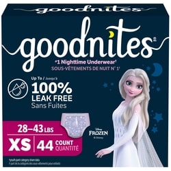 Goodnites Girls' Nighttime Bedwetting Underwear, Size Extra Small (28-43 lbs), 44 Ct 44 ea, $0.73/1ea