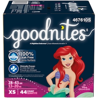 GoodNites Sous-vêtements de nuit pour filles, TP, 44 sous-vêtements 44 ea, 0,82 $/1ch