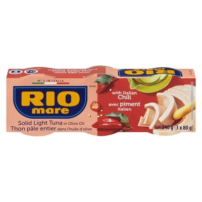Rio Mare Solid Light Tuna in Olive Oil with Italian Chilli 3x80.0 g, $3.75/100g