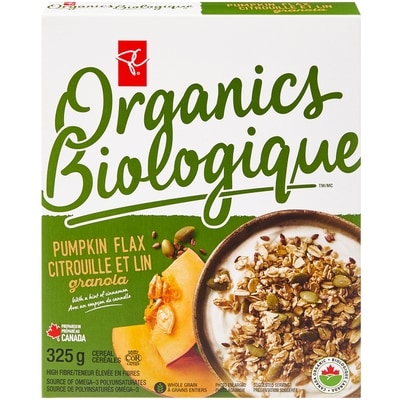 PC Organics Organic Pumpkin Flax Granola Cereal 325 g, $1.78/100g
