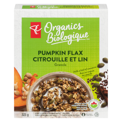 PC Biologique Granola Citrouille Et Lin 325 g, 1,69 $/100g